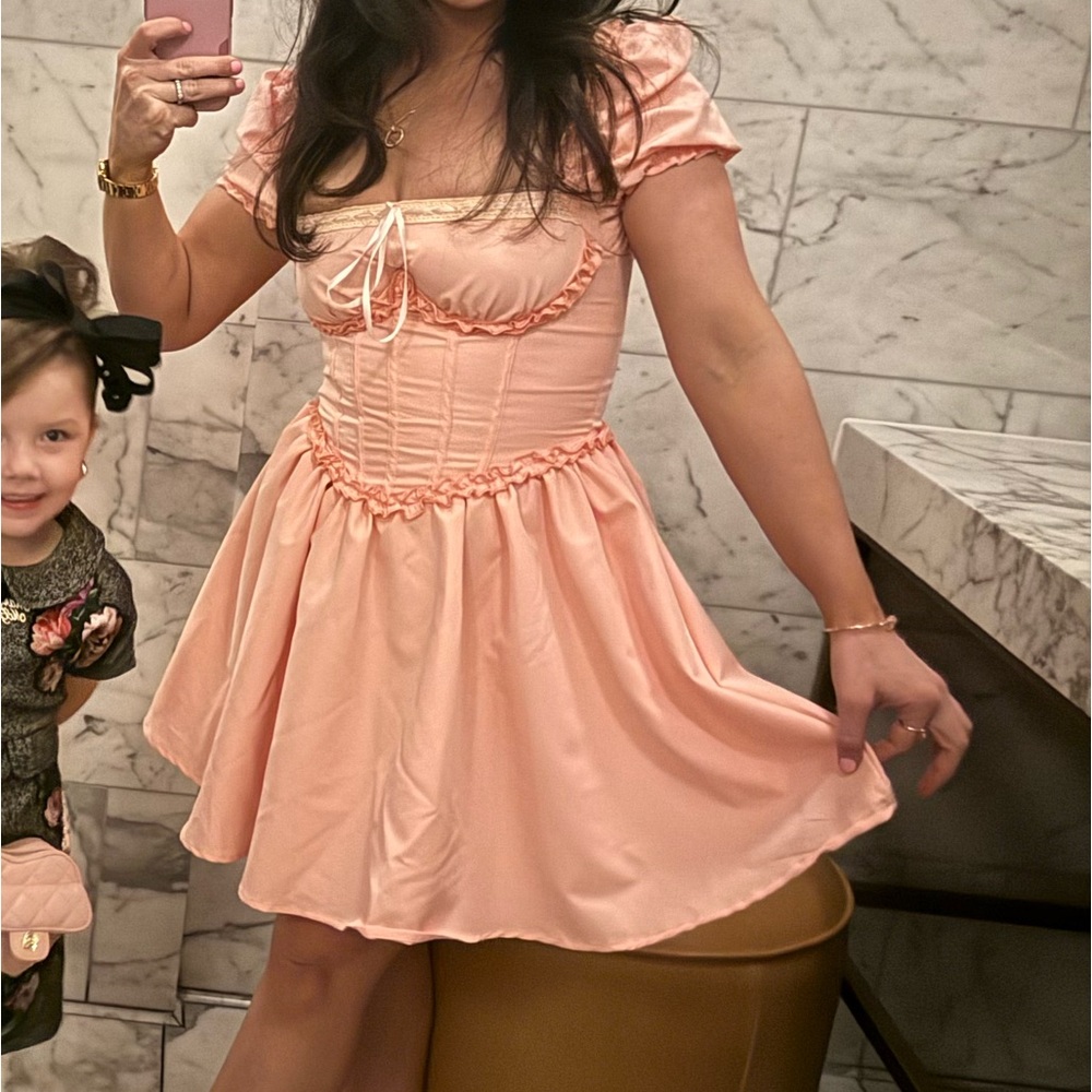 WOMENS CORSET BODICE RUFFLE DRESS